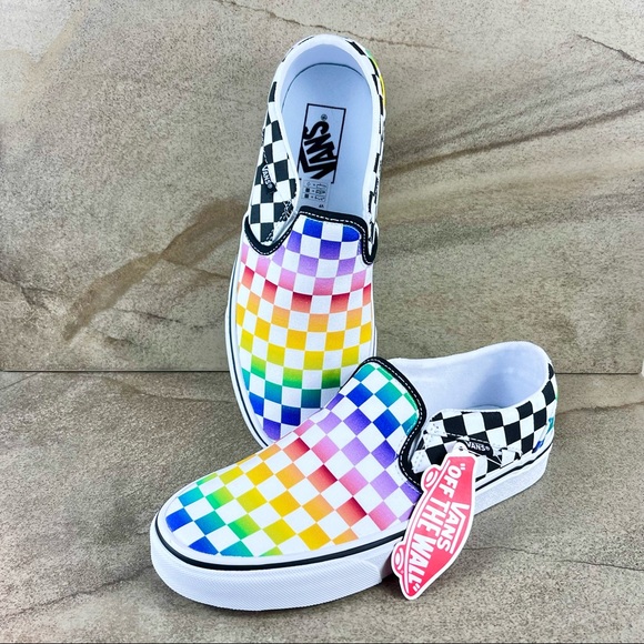vans asher rainbow checkerboard